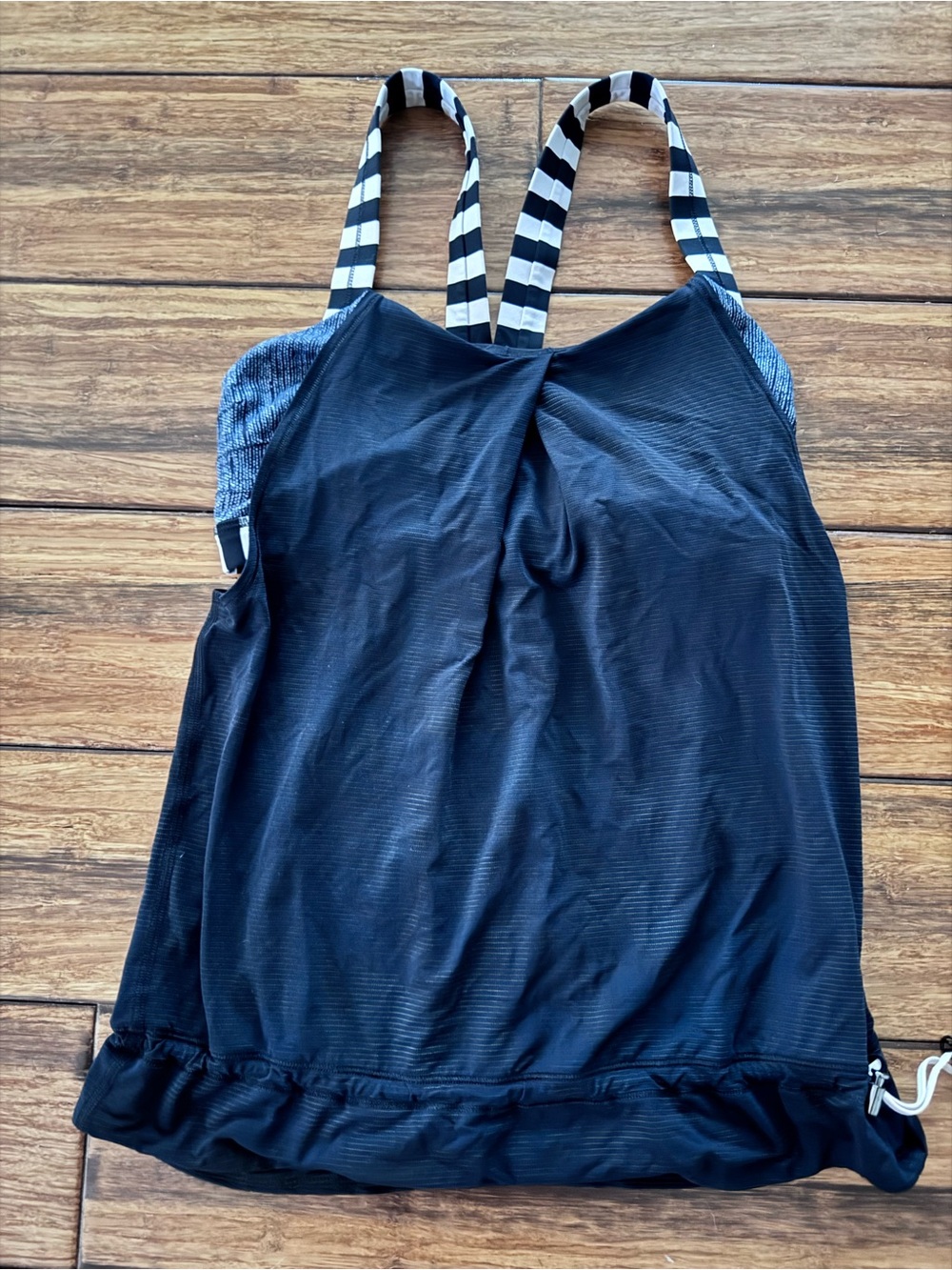 Lululemon Black Striped-Strap Tank with Built In Bra